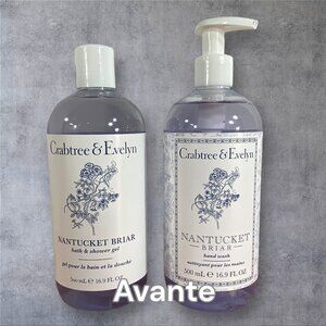 2 Crabtree & Evelyn Nantucket Briar Bath Shower GEL Hand WASH Soap 16.9 fl oz